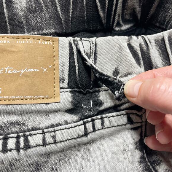 ONE by ONE TEASPOON Harley Killers Drop Crotch Leather Pocket Crop Jeans Size 24 - Picture 8 of 10